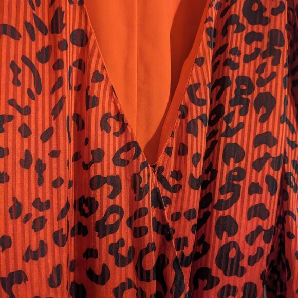 SugarLips Red and Black Animal Print Long Sleeve Wrap Dress - Picture 4 of 5